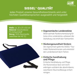 Sissel Tour Standard Lumbar Cushion for Car Seats - One Size, Blue