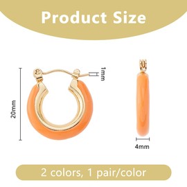 DICOSMETIC 2 Pairs 2 Colors Enamel Hoop Earring 20mm Huggie Hoop Earrings Chunky Hoop Earrings Titanium Steel Earrings Set Small Cute Statement Earrings Fashion Jewelry for Women, Titanium Steel, No
