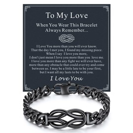 Richsteel Unisex Cuban Chain Bracelet – Infinity Knot Design, 316L Steel & Hypoallergenic, Perfect Couple Gift for Anniversaries