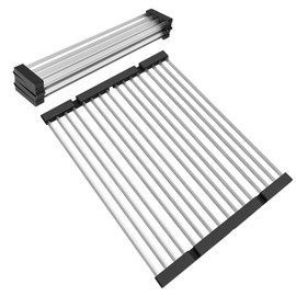 GAViA Roll Up Dish Drying Rack Over The Sink Drying Rack Stainless Steel Sink Drying Rack Kitchen Dishes Drying Mat Foldable Dish Drainer Rack Kitchen Sink Organizer Accessories