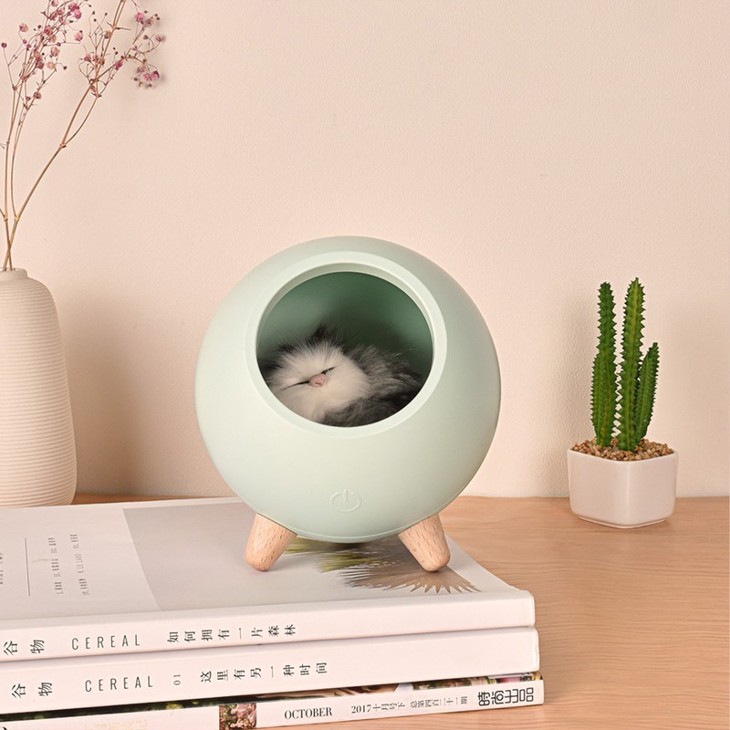 Mini Cute Kitten House Desktop LED Night Light Lamp Stepless