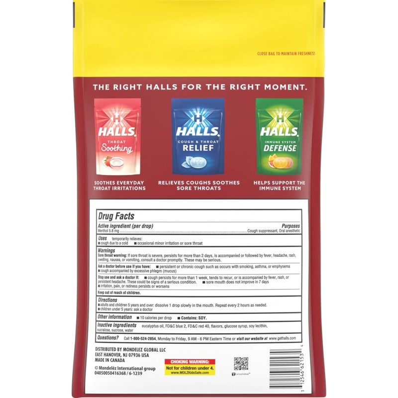 Lot of 2 x Halls Relief Menthol Cough Suppressant Throat