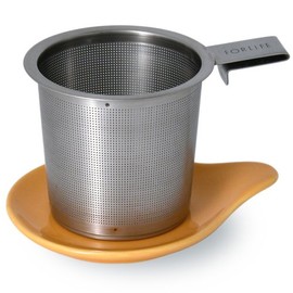 FORLIFE Hook Handle Tea Infuser and Dish Set, Mandarin
