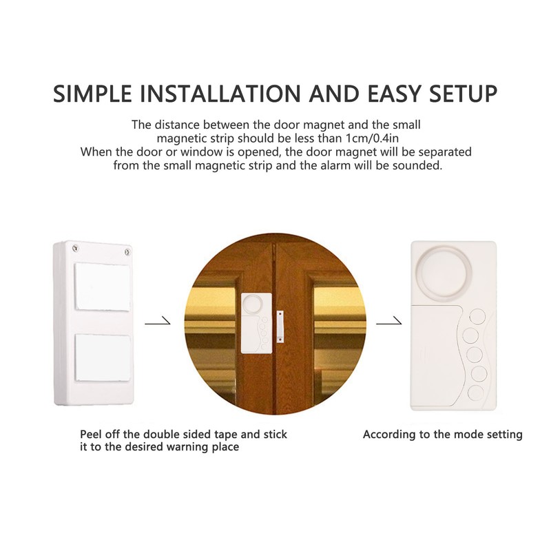 Wireless Door Alarm Multifunction Prevents Theft 4 in 1 108dB