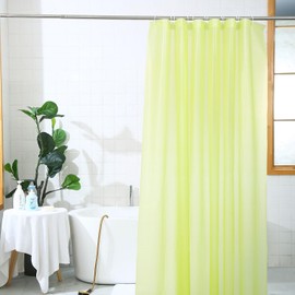 AAMERA Plain Waterproof Bathroom Shower Curtain 180x180cm With 12 Hooks Ring (Green)