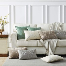 GIGIZAZA Decorative Couch Pillow Covers 20 x 20,Sofa Thick Cushion Pillow Covers,Square Brown Luxury Pillows 2 Set