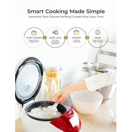 CUCKOO Micom Rice Cooker 6 Cup Uncooked / 12 Cup Cooked, Fuzzy Logic Rice Maker with Delay Timer & Keep Warm Setting, Versatile Food Steamer for Cooking, Non-Stick Inner Pot, Red (CR-0655F)