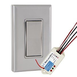 RunLessWire Low Voltage 8-30VDC Dimming Self Powered (NO Batteries) Wireless Light Switch - No Wiring, Battery, or WiFi Needed - Basic Low Volt Dimmer Kit: 1 Receiver, 1 Switch – Gray