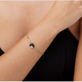 Dada Gioielli - Women's Stainless Steel Bracelet with Lucky Clover Pendant - Christmas Gift 2024 - Matching Necklace, stainless steel, Cubic zirconia