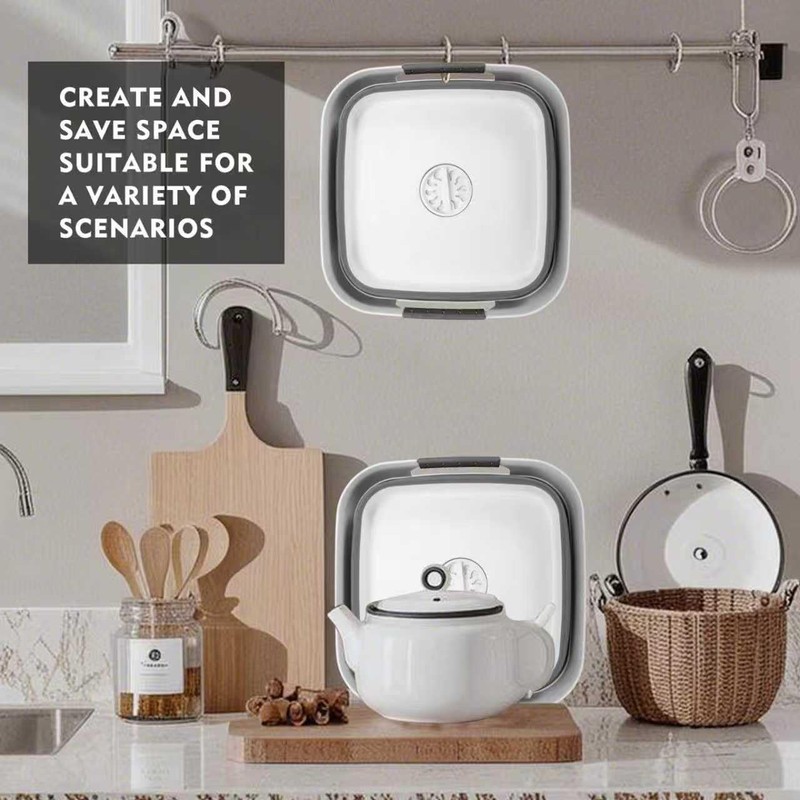 Collapsible Dish Basin 2.4Gal/9L, Foldable Sink with Drain Plug &