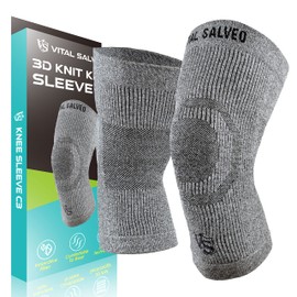 Vital Salveo Rodillera C3-Comfort para aliviar el dolor en las articulaciones, germanio y carbón para circulación de hilo de carbón para hombres y mujeres (1 par), XL