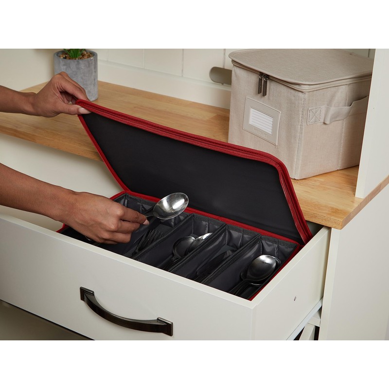 Covermates Keepsakes Flatware Storage Box - Stackable - Reinforced Handles