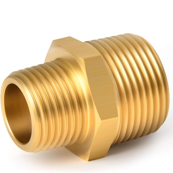 Reducing Nipple, 1/2 Inch x 3/4 Inch Male Thread/AG, Brass,