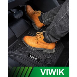 VIWIK TPE Floor Mats for Ford F150 SuperCrew/Crew Cab 2015-2024, All Weather Car Mats Compatible for Ford F150 Lightning 2022-2024, Pickup Accessories, Front and Rear Row-3 pcs