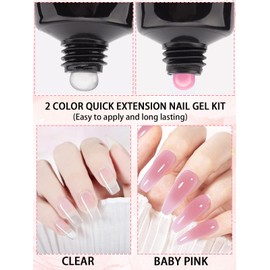 FINLOOME Pink Poly Nail Gel, 30g Poly Extension Gel Update No Sticky Nude Poly Acrylic Gel Clear Color