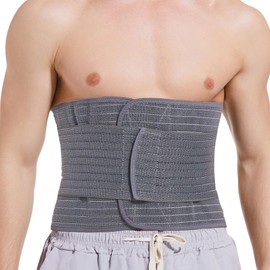 Funcy Men's Adjustable Abdominal Binder – Post-Surgery Recovery Belt, Hernia Support, and Core Stability Wrap (Gray, Medium)