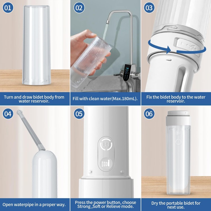 Portable Bidet for Travel Electric Bidet with USB-C Rechargeable Handheld