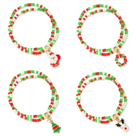 HAIKING Christmas Bracelet, 4 PCS Stackable Christmas Bracelets for Party Favors (20 cm/7.87 in)