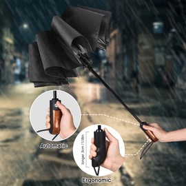 KASTEWILL Umbrella for Men and Women, Pocket Umbrella, Stormproof, Windproof, Sturdy, Reinforced XL, Automatic up to 140 km/h with 10 Stainless Steel Ribs & Teflon Coating for Travel, Outdoor, Small,