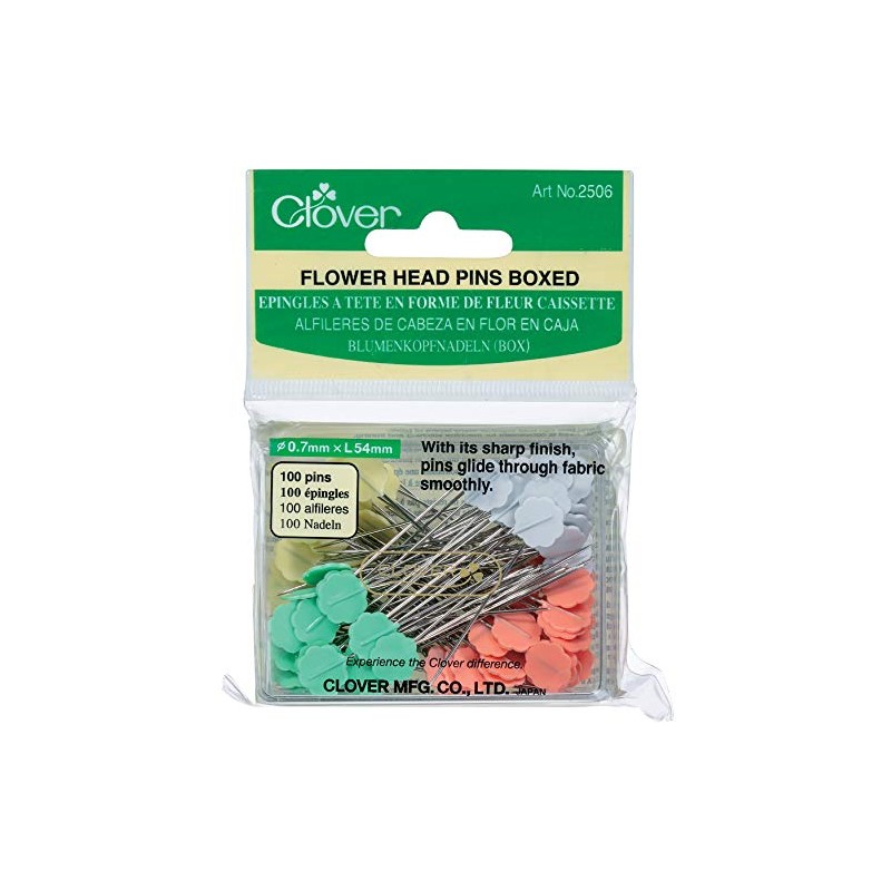 Clover Flower Head Pins Boxed, 100 Per Pack
