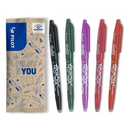 Pilot FriXion Ball Erasable Rollerball Pen, Set of 5, Red, Pink, Blue, Green, Black Colour