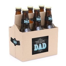 Big Dot of Happiness Dad's Day for Men 6 Beer Bottle Label Stickers and 1 Carrier