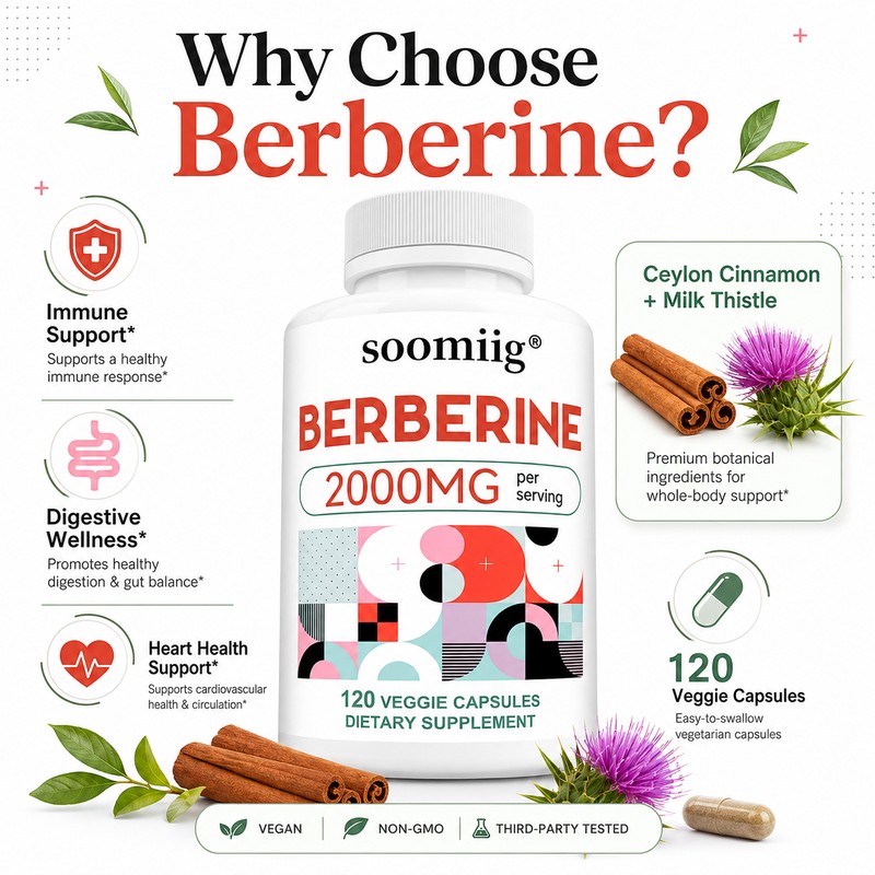 Berberine Supplement for Daily Wellness – Immune Support Capsules for