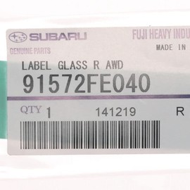 Subaru 2005-2009 Impreza Symmetrical AWD Rear Window Label - 91572FE040 - Genuine OEM