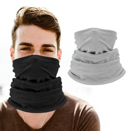 NHTJTHE 2pcs Multifunctional Scarf Loop Scarf Windproof Winter Loop Scarf Neckerchief Warm Sports Scarf Neck Warmer for Skiing Motorcycle Bicycle Jogging Running Outdoor Sports, a