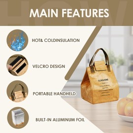 Augystre Large lunch bags for women,Reusable Lunch Bag Women-double layer insulated lunch bag - Insulated for Hot and Cold Food Storage,Suitable for Office,Picnic,Travelling (yellow)