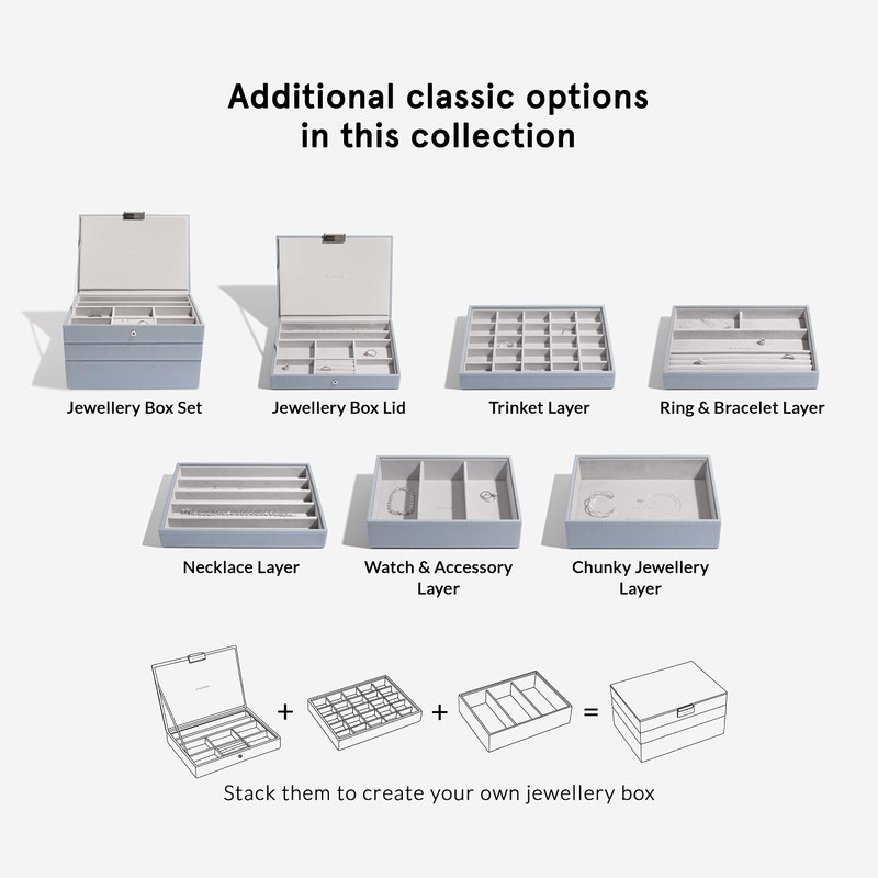 Stackers Dusky Blue Classic Medium Jewellery Box Lid