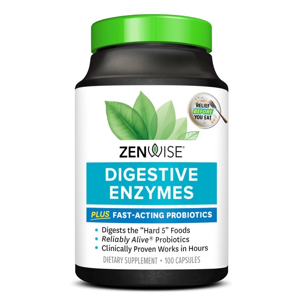 Zenwise Health Digestive Enzymes - Probiotic Multi Enzymes with Probiotics and Prebiotics for Digestive Health and Bloating Relief for Women and Men, Daily Enzymes for Gut and Digestion - 100 Count