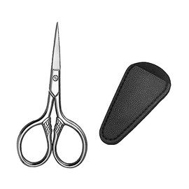 2-Piece Beard Scissors Set for Men Portable Facial Hair Trimming Scissors PU Cover for Grooming Hair at Home or Salon