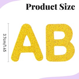 FR Gold Glitter Letter and Number Patches - Iron On Patches (Durable, Tear-Resistant, Colorfast, Washable) for Clothing, Jackets, Bags, DIY Crafts - 72 Pcs