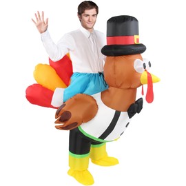 Boveco Thanksgiving Inflatable Turkey Costume Unisex Adult Ride On Turkey Costume Onesie Outfit Fancy Dress Costumes Blow up Fun Suit Outfit for Men and Women Holiday Party Cosplay Half Body