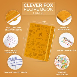 Clever Fox Recipe Book – Make Your Own Family Cookbook – Blank Recipe Notebook Organizer – Empty Cooking Journal to Write in Recipes – Large Size, 8.5”x11.2”, Hardcover, Amber Yellow