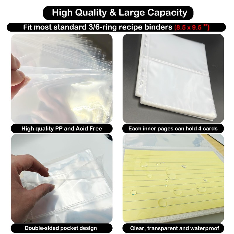 BYSLBTY 30 Pack 4x6 Recipe Card Protectors for 6 or