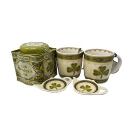 Royal Tara Irish Shamrock Celtic Set - Ceramic Coffee Mugs Tea Cups - Tea Bag Holders, Tea Tin of 50 Tea Bags - Made in Ireland (2)