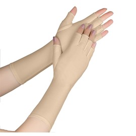 Rose Women's Anti-UV Gloves, Arm Cover, Cooling Sensation, Antibacterial, Deodorizing, UV Protection, 10.6 inches (27 cm), Finger Included, beige