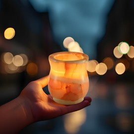 Single Onyx Tealight Candle Holder, 2.8''x3.1'' Votive Candel Holder Handcrafted from Solid Onyx, Stone Candle Holder for or Weddings Parties, Dinner, Wedding Centerpieces and Home Decor (Onyx)