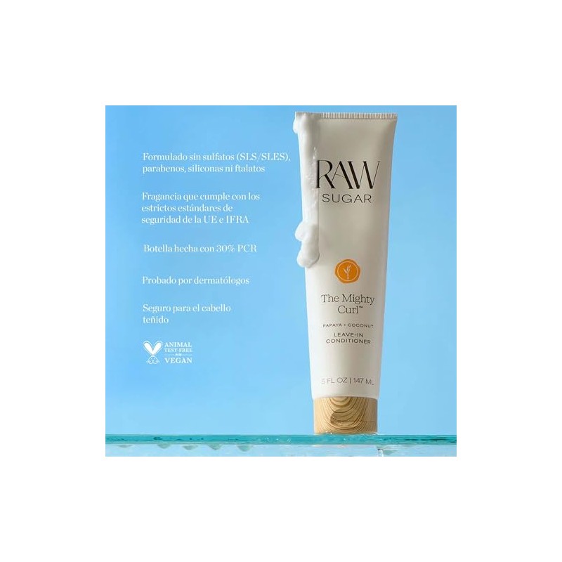 RAW SUGAR, The Mighty Curl Leave-In Acondicionador Papaya + Coco,
