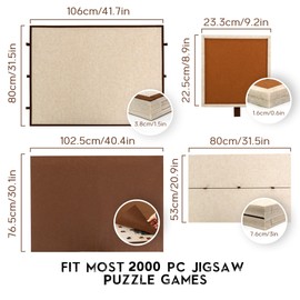 Becko US 2000 Piece Foldable & Tilting Puzzle Board with 6 Drawers & Cover, Lightweight & Portable Puzzle Table with Built-in Stand for Angle Adjustment, for 2000 1500 1000 Pieces Jigsaw Puzzles