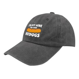 I'm JUST HERE for The Hotdogs Hats for Men Baseball Caps Trendy Washed Workout Hats Light Weight, Pigment Black, One Size