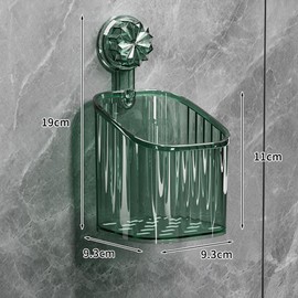 ILUFAM Suction Cup Shower Caddy Shower Organizer Removable Bathroom Wall Shelf Shower Basket No-Drilling Plastic Shower Shelf (Green Small)