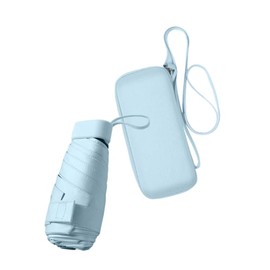 HUAMu Mini Umbrella with UPF50+ Protection, Lightweight Compact Umbrella for Women and Kids, Portable UV Umbrella with Storage Box, 6Ribbed Small Umbrella for Women Handbag Size (Light blue)