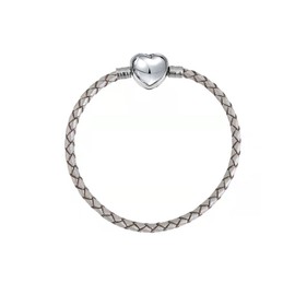 KunBead Jewelry Heart Clasp White Leather Charm Bracelets for Women Girls Charms Jewellery Making