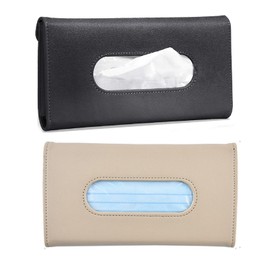 2 PCS Car Tissue Holder Sun Visor Napkin Holder with Tissue Refill Car Mask Holder PU Leather Tissue Box Tissue Box Holder Hanging Tissue Holder Mask Dispenser for Car