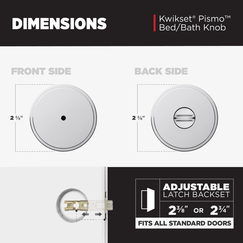 Kwikset Pismo Interior Privacy Door Knob with Lock, Door Handle