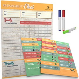 Magnetic Sticker Reward Responsibility Chore Chart for Multiple Kids. Behavior at Home Calendar, Dry Erase Family Planner with Weekly Chores. Perfect Schedule Board for Toddler to Teen.