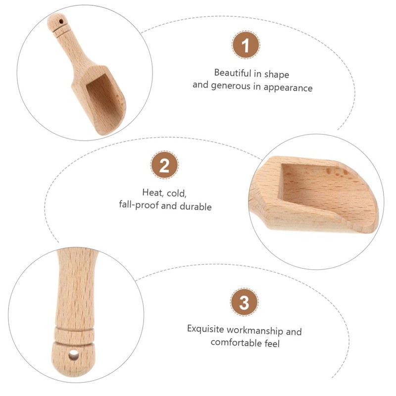 SHOWERORO 4pcs Wooden Condiment Spoon for Maldon Salt Rock Salt